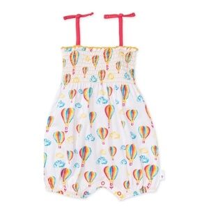 Burt’s Bees Baby Smocked Bubble Romper Hot Air Balloon Print Cotton 24 Months